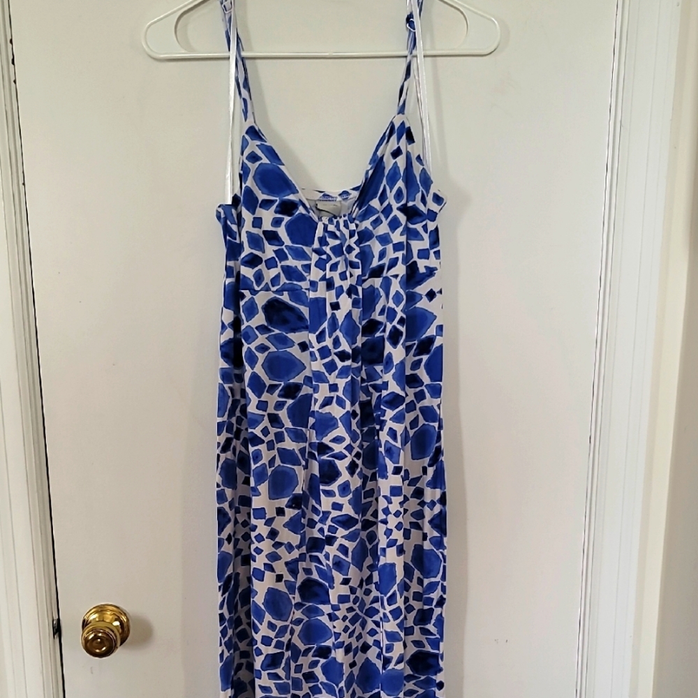 Blue Patterned Women's Long Maxi Dress